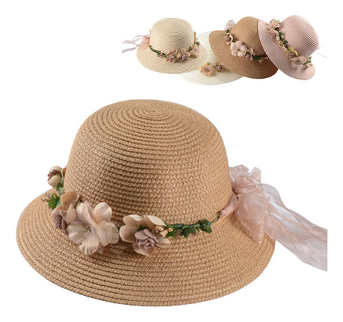 Sombrero De Playa Con Forma De Cubo De Flores For Mujer Y N