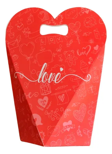 Cajas Packaging Regalo Prisma Corazones 18x18cm X5 Uni.