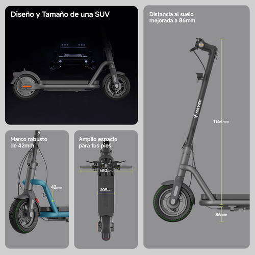 Scooter Eléctrico Navee N65i 40km/h 65km Patín Plegable Color Negro