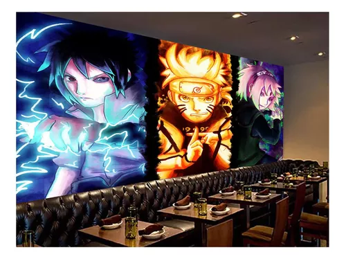 Adesivo de parede anime 3D menino menina Naruto desenho Ninja Samurai mangá  vinil mural-90X60CM-A_4060CM