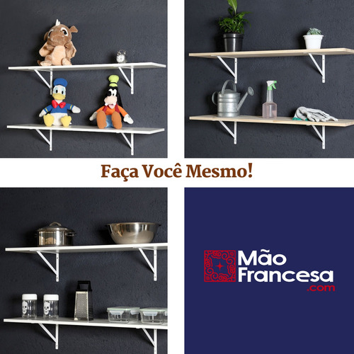 Mão Francesa Reforçada 35cm 50un Kit Suporte Para Prateleira