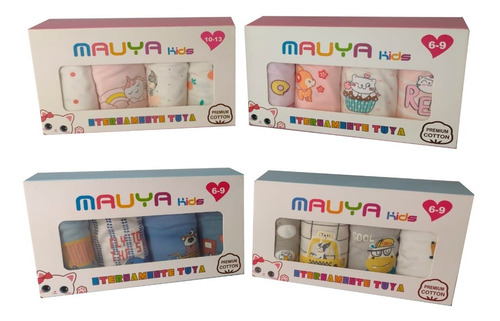 Bóxer Infantil Niño / Niña Algodón Moda Confort Set 4 Piezas