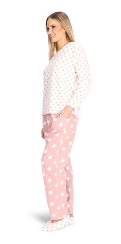 Pijama Micropolar Caffarena Xl Rosa, Incluye Pantuflas