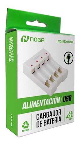 Imagen 5 de 5 de Cargador De Pilas Aa / Aaa Noga Ng-5900 Usb Con Led De Carga
