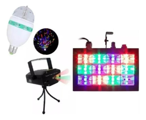 Kit Jogo De Luz Iluminação Para Festa Strobo Laser Lampada