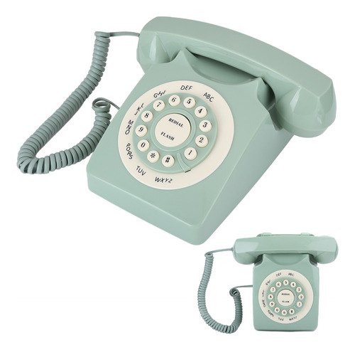 Teléfono Fijo Antiguo Europeo Vintage Verde De Alta Definici