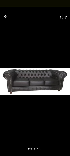 Sillón Chester Negro 3 Cuerpos Negro Liso