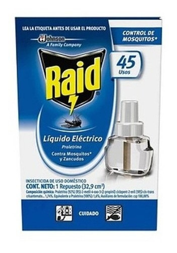 Insecticida Repuesto Raid Liquido Contra Zancudos 45 Noches