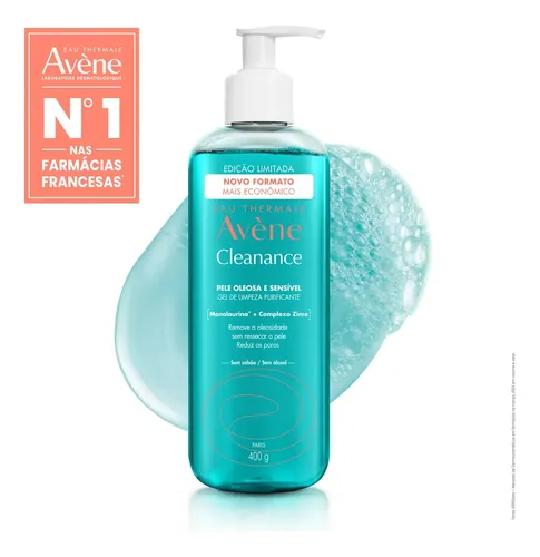 Gel de Limpeza Facial Purificante Avène Cleanance Pele Oleosa e Sensível 400g
