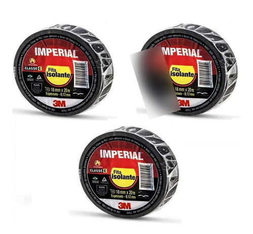 Imagem 1 de 4 de Kit 3 Fitas Isolantes 18mm X 20m X 0.13mm Imperial