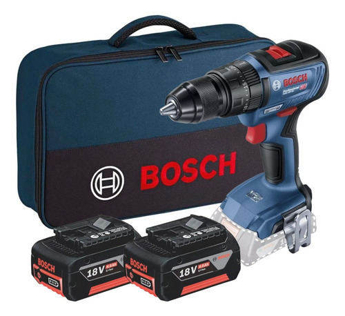 Furadeira Bosch 2 Baterias 18v 4ah Gsb18v-50 + Bolsa S/carrg Cor Azul