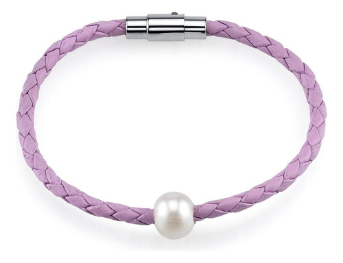 The Pearl Source 9-10 Mm Pulsera Jane De Cuero Con Perlas Cu