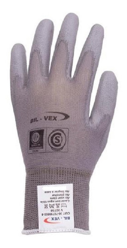 Guantes Tejidos Bil-vex Poliamida Con Pu- Gris Talle Xl (10)