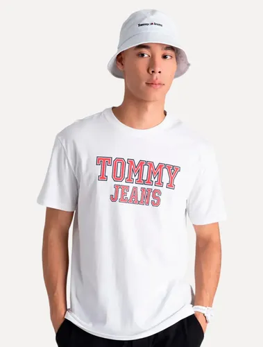 MLB 5552270636 Camiseta Tommy Jeans Masculina Regular College Print Branca JM