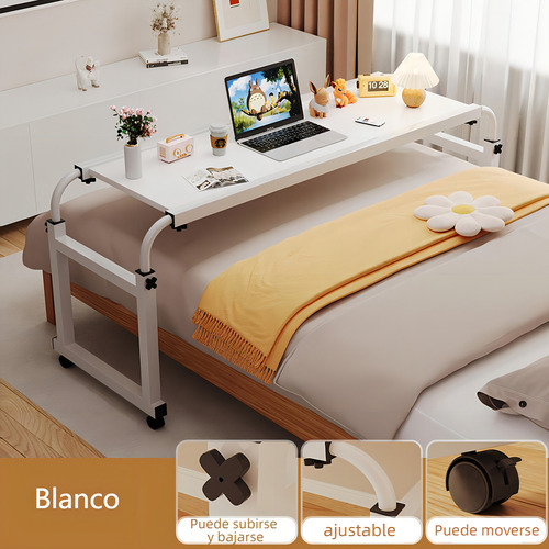 Mesa Estudio Escritorio Computadora Móvil Ajustable Color Blanco
