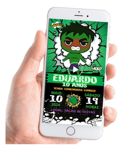 Convite Gif Animado Com Música Hulk