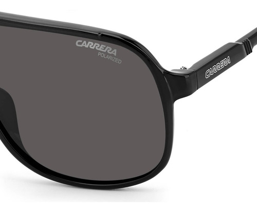 Lentes Sol Carrera 1047s Iconic Pilot Polarized Retro 62mm Lente Gris Oscuro Varilla Negro Armazón Shiny Black/dark Grey 807/m9 Polarized