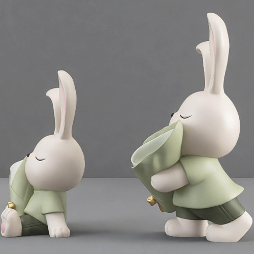Florero, Estatuilla De Conejo, Escultura Sentarse 17cmx24cm