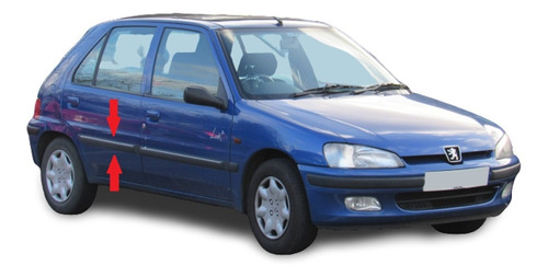 Peugeot 106 5p Bagueta De Puerta Trasera Derecha N/ Plateado