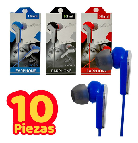 10 Pz Audífonos Manos Libres Alámbrico 3.5mm Estereo Sport