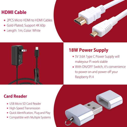 Geeekpi Kit De Inicio Para Raspberry Pi 4 8gb, Con Raspberry