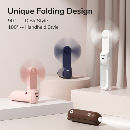 .. Ventilador Portátil Recargable Usb Jisulife Con Linterna