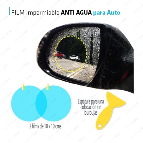Imagen 3 de 10 de Film Impermeable Espejo Auto Retrovisor Anti Agua Niebla Par