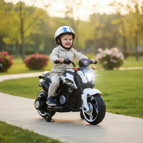 Moto Elétrica Infantil Bang Toys Syren X2 12V Branco com Luz Led e