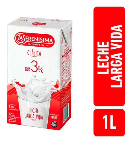 Leche La Serenisima  Clasica Sin Tacc 1 Litro Pack 12 Unid.