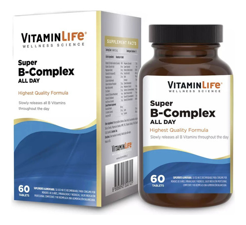 Super B-complex (60 Tabletas) Vitamin Life Sabor Sin Sabor
