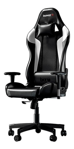 Silla de escritorio Waw Design Bunker gamer ergonómica negra y blanca con tapizado de poliuretano