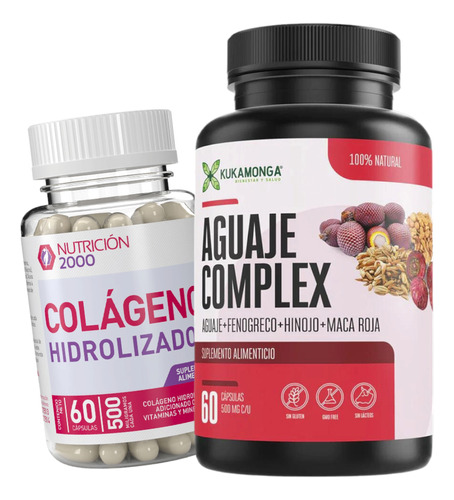 Aguaje Complex + Colágeno Hidrolizado 60 Caps Sabor Sin Sabor