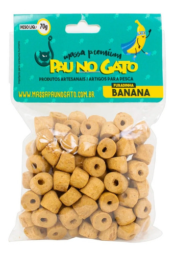 Massa Pesca Pau No Gato Ração Furadinha 70g - Sabor Banana