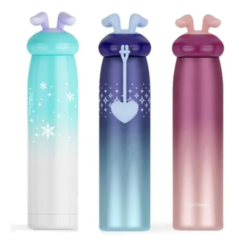 Termo Botella Líquido Doble Fondo Acero Inox 320ml Conejita