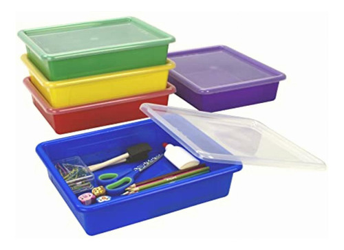 Storex Flat Storage Tray With Lid, Letter Size, 10 X 13 X 3