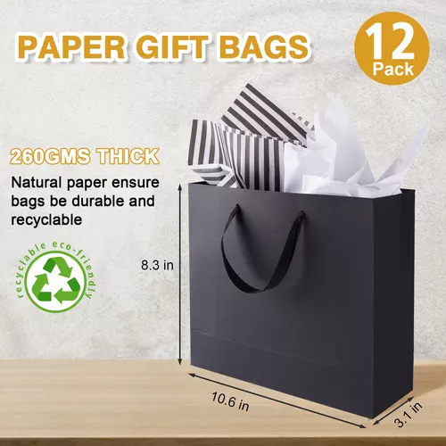 Paquete de 6 bolsas de regalo de agradecimiento, bolsas de regalo de papel  con asas, bolsas pequeñas de papel kraft de 8.3 x 6 x 3.1 pulgadas