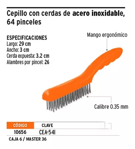 Cepillo Alambre Cerdas Inoxidable 64 Pinceles Truper 10656