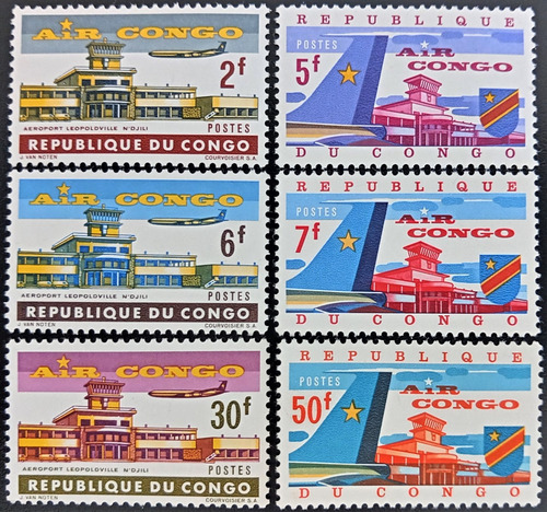 Congo Aviones, Serie Sc 462-467 Air Congo 1963 Mint L19016