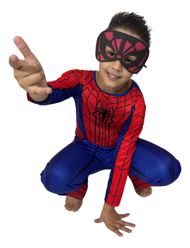 Fantasia Do Homem-aranha Infantil Longa Com Enchimento Novo