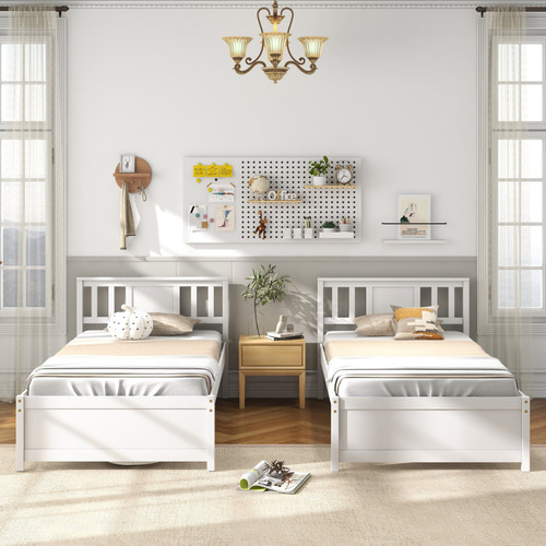 Base De Cama De Madera Gpl Con Cabecera Blanca