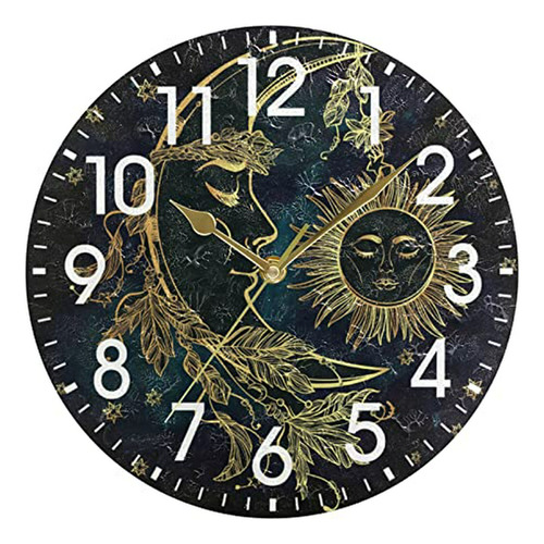 Reloj Pared Étnico Sol Luna Estrella 9.5  Silencioso