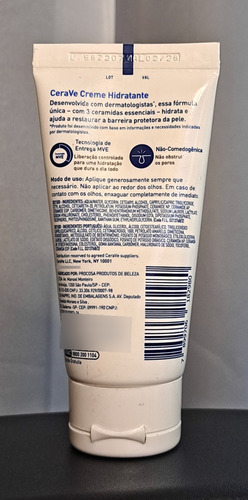 Cerave Creme Hidratante Corporal Com Ácido Hialurônico 50ml Sem Cheiro