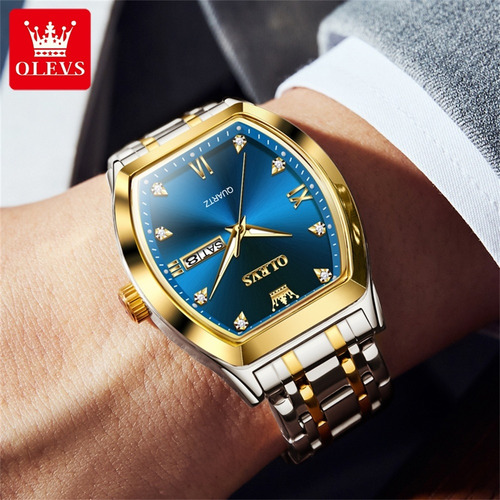 Relojes Luminosos De Lujo Olevs Diamond Calendar Color Del Fondo Azul