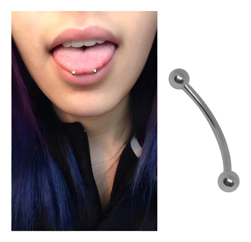 Piercing Aro Punta De La Lengua Snake Ayes Barbell Curvo Color Plateado