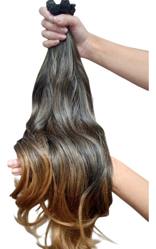 Cabelo Semi Humano Natural Fibra Russa 60cm 100gr Europeu On Ondulado Californiana