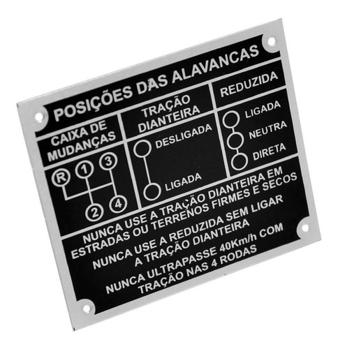 Emblema Plaqueta Painel Câmbio 4 Marchas Jeep Willys 019900