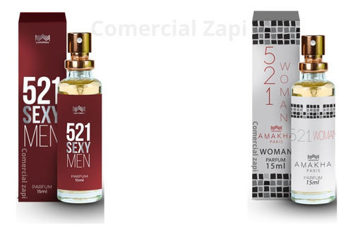 Kit 2 Perfumes Feminino Masculino Amakha Paris 15ml 521 Sexy Men E Woman