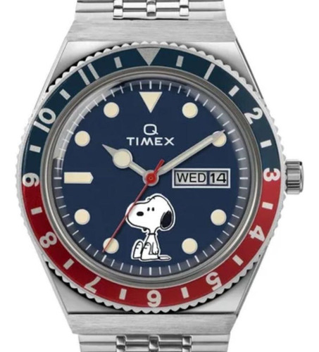 Reloj Timex Hombre Snoopy Tw2u71300 Plateado Plata Azul