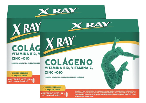 Pack X-ray Colageno Compromidos 60 Unidades X2 Sabor Sin sabor