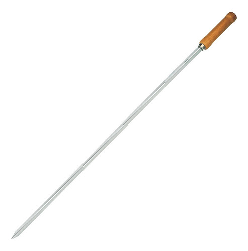 Espeto Simples Mor Aço Cromado, Cabo Madeira, 95cm - 3205